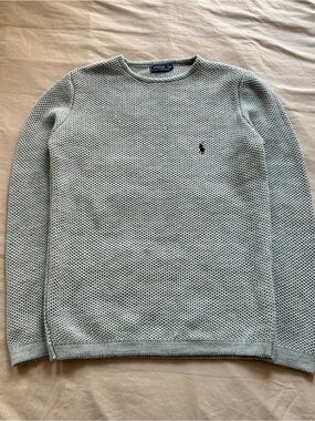 Ralph Lauren Light Gray Textured Crewneck Sweater